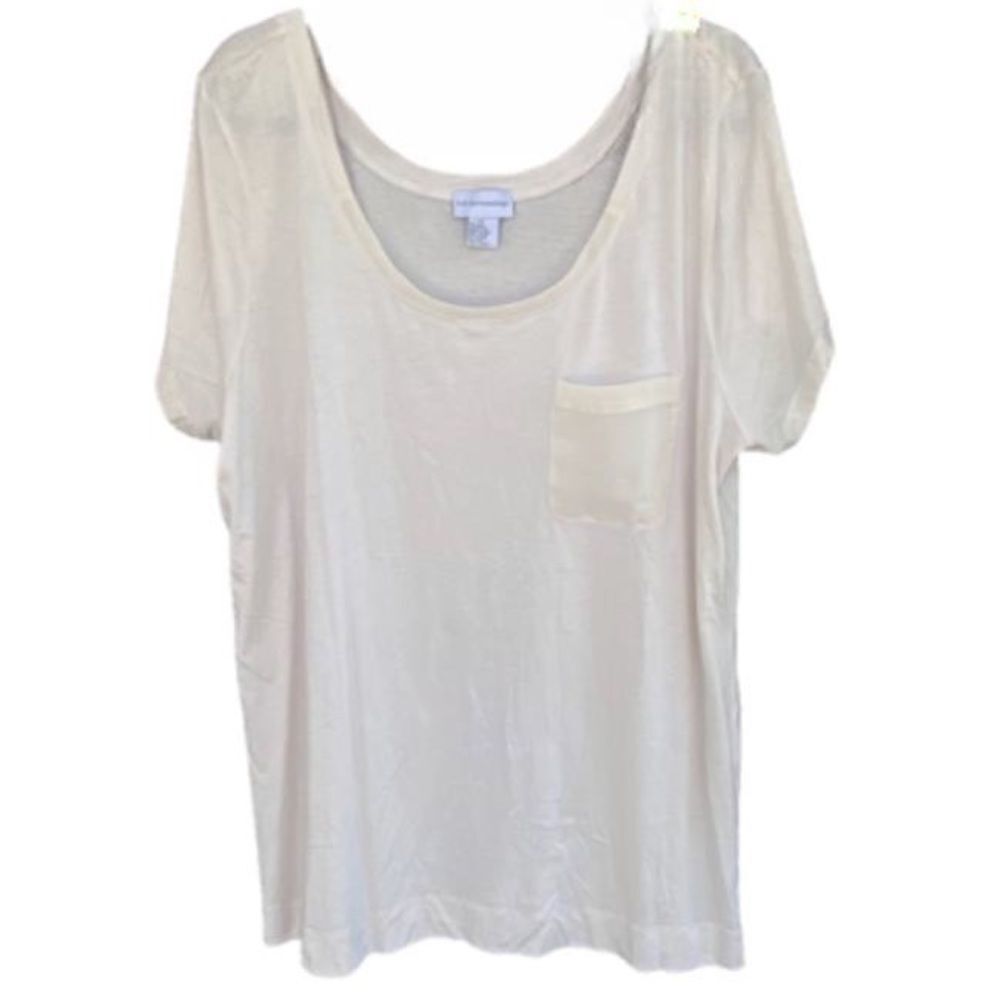 Soft Surroundings Wm’s Sz 3XL Tan/Beige Sheer Pocket Lightweight Tee Shirt